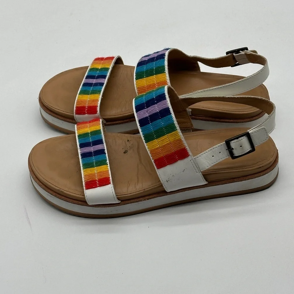 Soludos Remy City Sandals Rainbow‎ and White Women’s Size 9 Embroidered